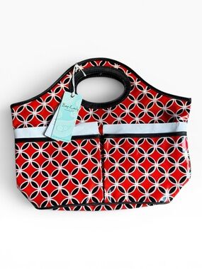 Mud Pie Medallion Shower Caddy-Red/Black